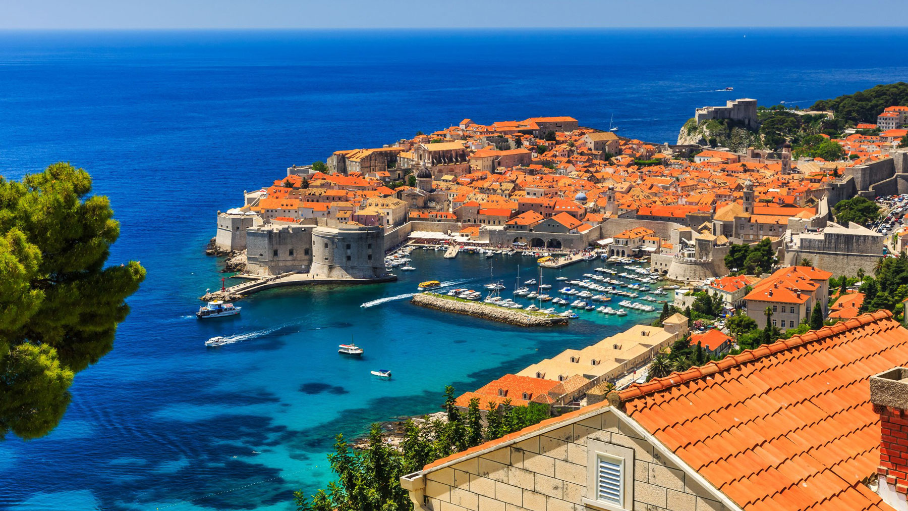 Elegant yacht i en klarblå vik vid Hvar i Kroatien
