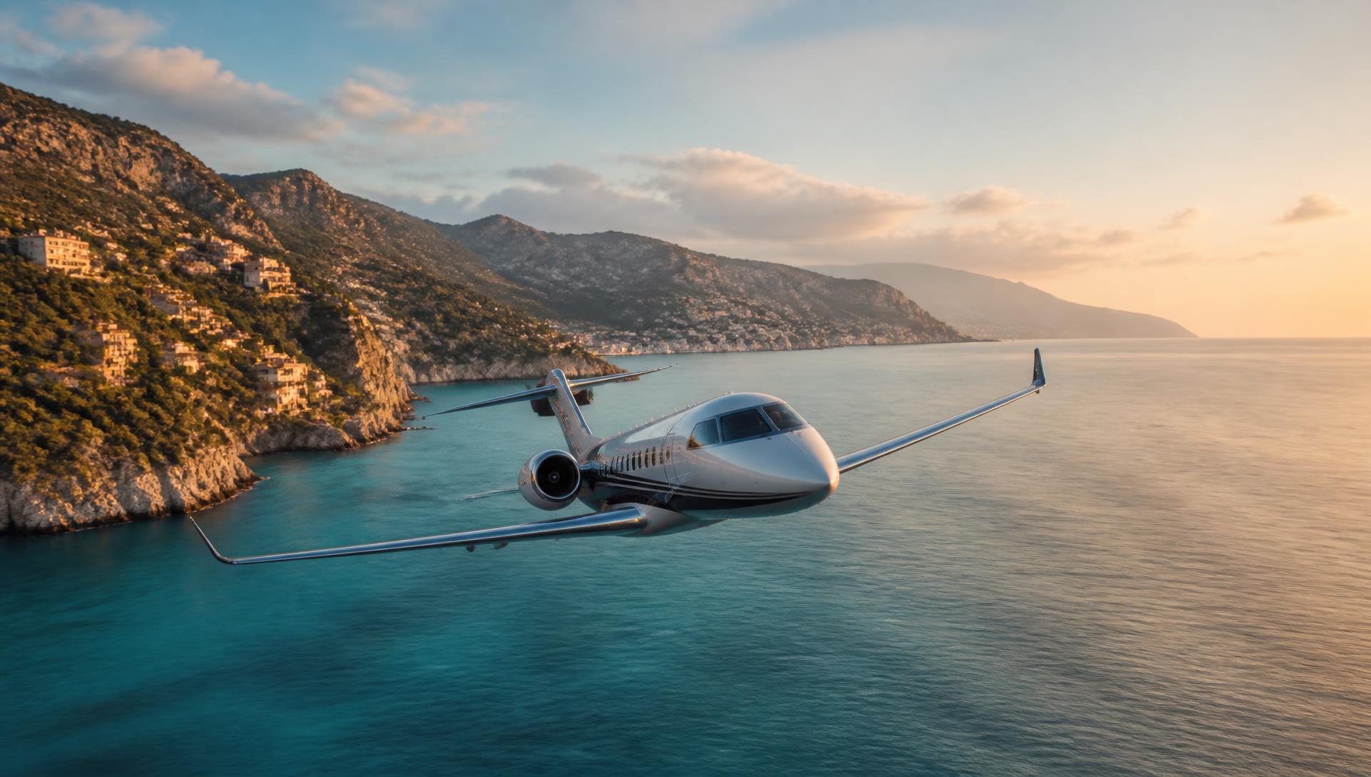 Privat jet över Medelhavet