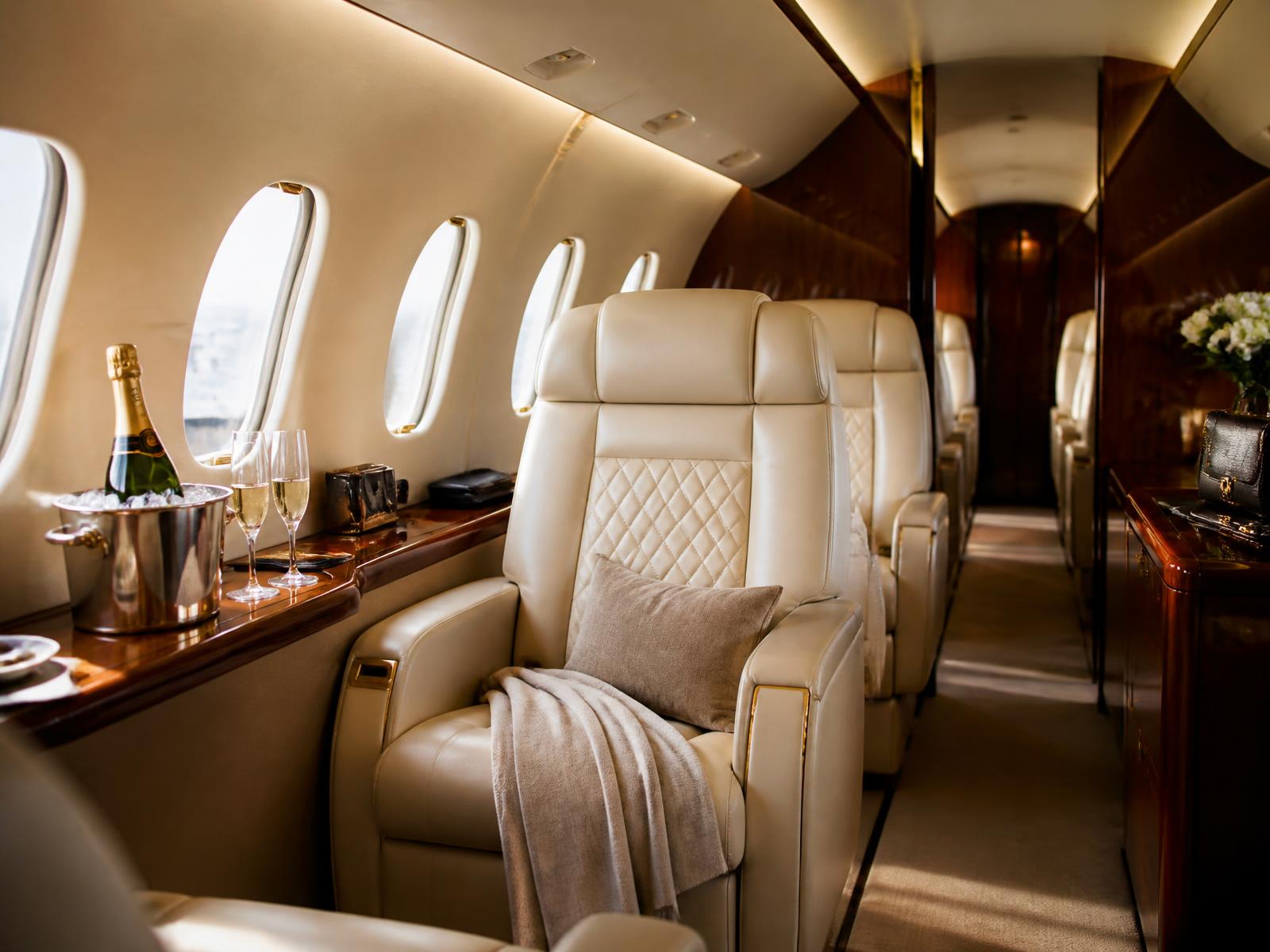Interiör i privat jet